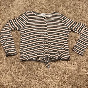 Love,Fire Black,White,and Pink Knotted Shirt